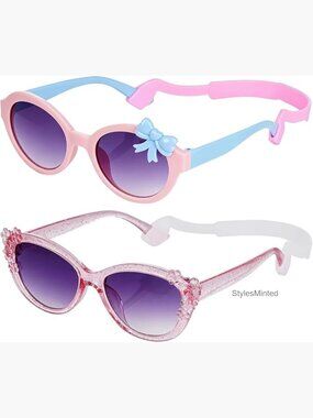 Girls Sunglasses with Strap Multishaped Beach Toddler 3-10
